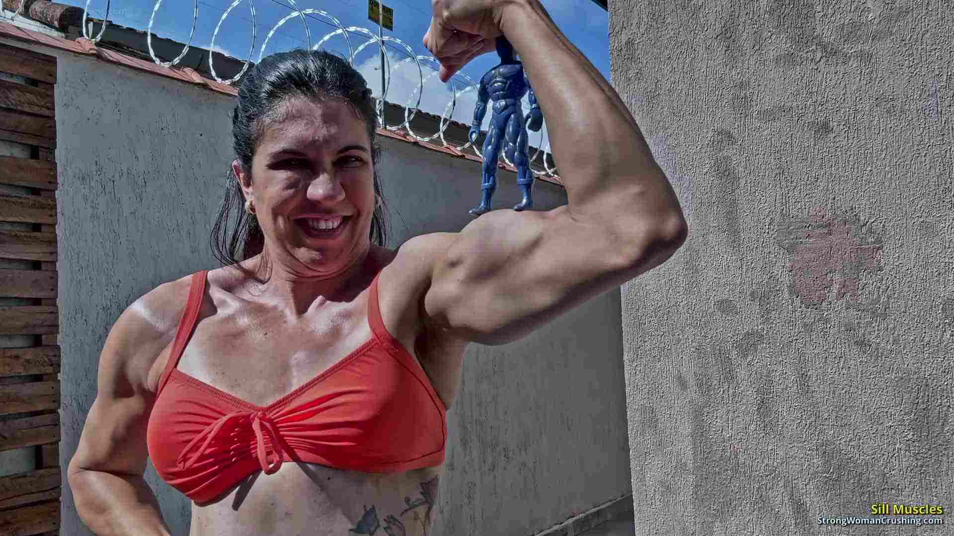 Sill Muscles as Giantess Crushes Everything in Her Path